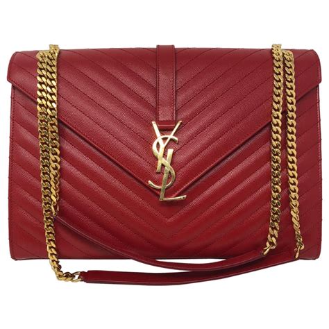 red ysl handbag|ysl red bag gold chain.